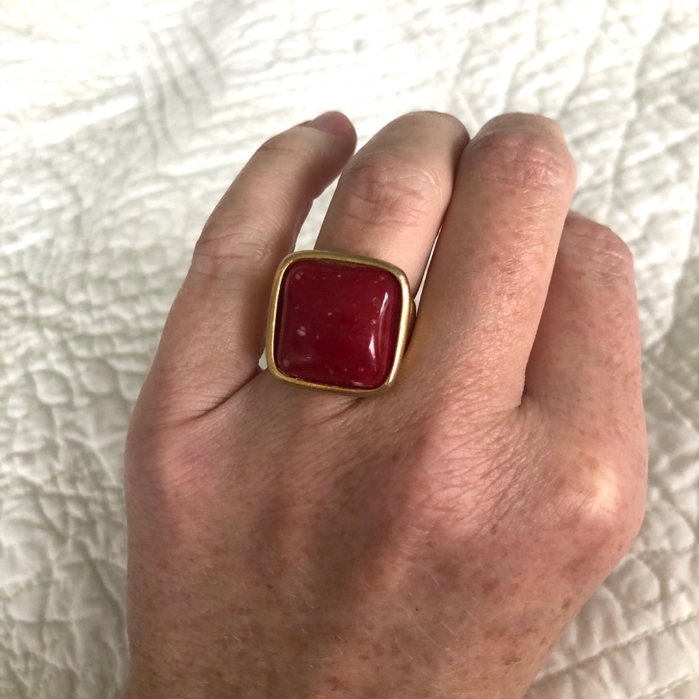 Banana Republic Red and Gold Cocktail Ring